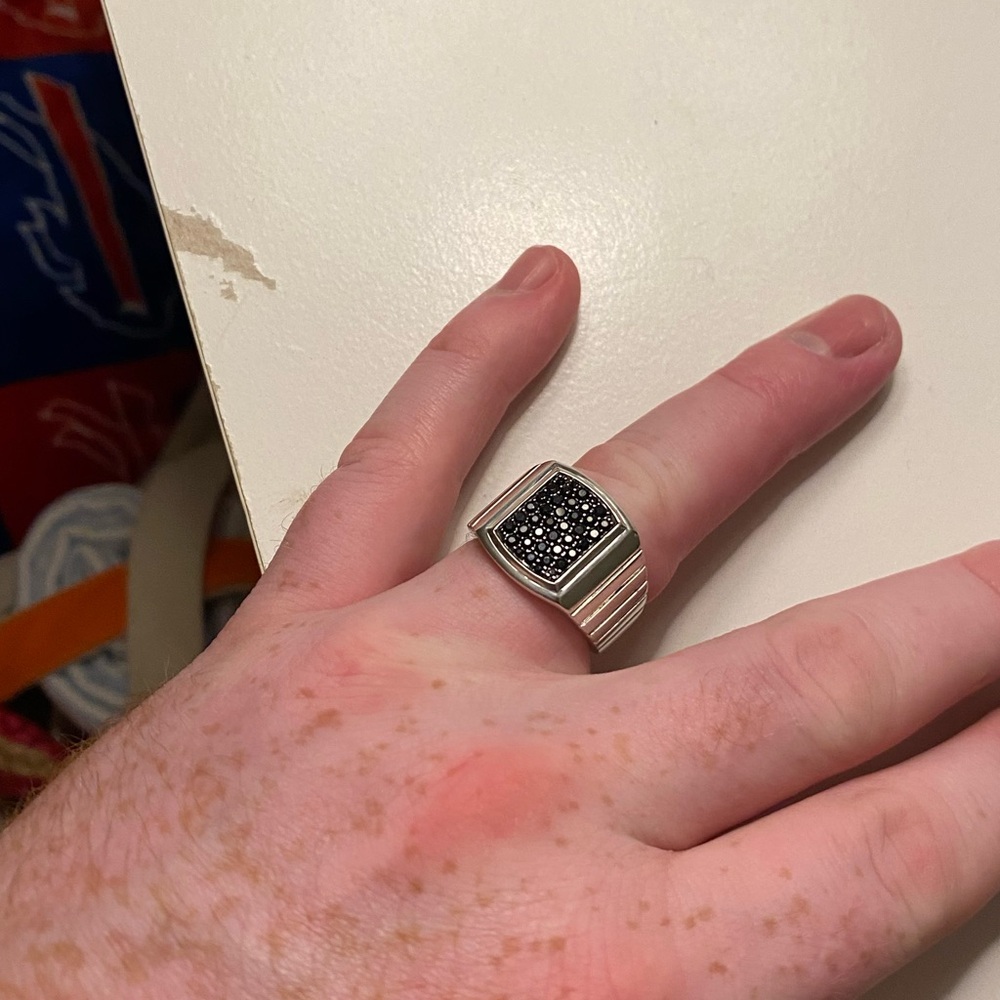 Sterling silver and black diamond pave Men’s ring